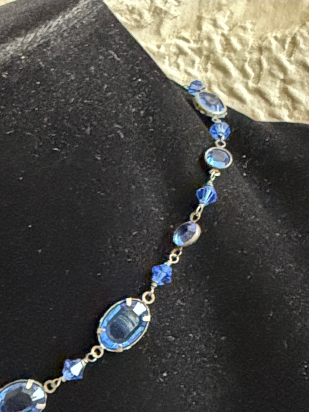 Gorgeous blue crystal necklace sterling silver oxidized hand made vintage - Picture 9 of 13